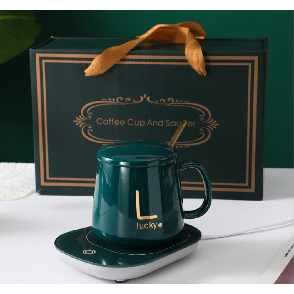 Bộ cốc sứ kèm đế điện giữ nóng cao cấp Bộ cốc sứ kèm đế điện giữ nóng cao cấp