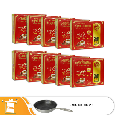 10 hộp yến sào Thiên Hoàng 15% huyết yến đông trùng hạ thảo (6 lọ/hộp) - Tặng 1 chảo lớn (bất kỳ) 10 hộp yến sào Thiên Hoàng 15% huyết yến đông trùng hạ thảo (6 lọ/hộp) - Tặng 1 chảo lớn (bất kỳ)