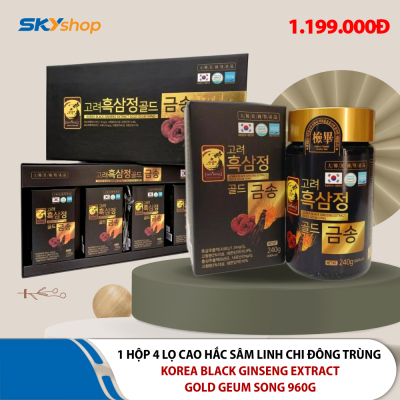 1 hộp Cao Hắc Sâm Linh Chi Đông Trùng Korea Black Ginseng Extract Gold Geum Song 960g (4 lọ x 240g)