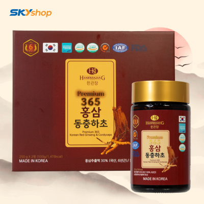1 hộp cao hồng sâm Đông Trùng Hạ Thảo 365 Hàn Quốc hộp 2 lọ (250gr/lọ) 1 hộp cao hồng sâm Đông Trùng Hạ Thảo 365 Hàn Quốc hộp 2 lọ (250gr/lọ)