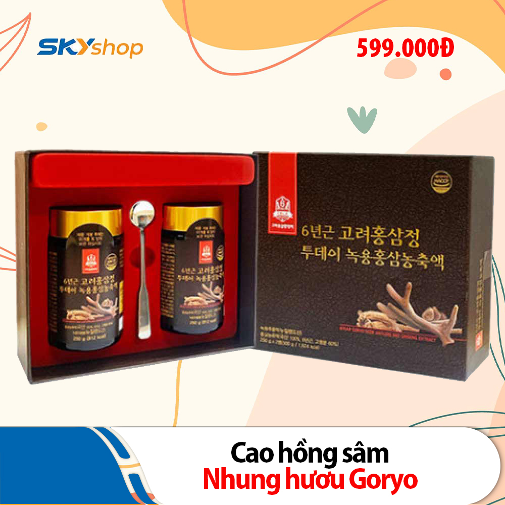 1 hộp cao hồng sâm nhung hươu Goryo (250g x 2 lọ) 1 hộp cao hồng sâm nhung hươu Goryo (250g x 2 lọ)