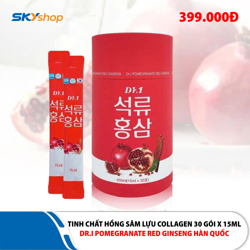 1 Hộp Nước Chiết Xuất Hồng Sâm Collagen Lựu Dr.I Pomegranate Red Ginseng Hàn Quốc (30 Gói x 15ml) 1 Hộp Nước Chiết Xuất Hồng Sâm Collagen Lựu Dr.I Pomegranate Red Ginseng Hàn Quốc (30 Gói x 15ml)