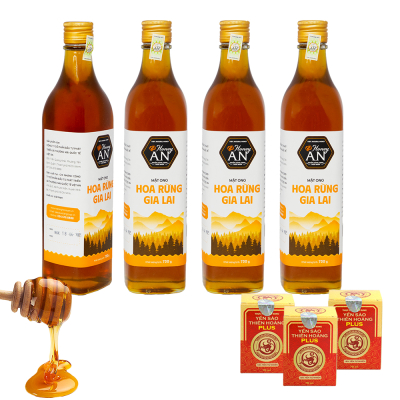 4 Chai Mật Ong Hoa Rừng Gia Lai Honey An 730g/Chai - Tặng 3 lọ yến 18% 4 Chai Mật Ong Hoa Rừng Gia Lai Honey An 730g/Chai - Tặng 3 lọ yến 18%
