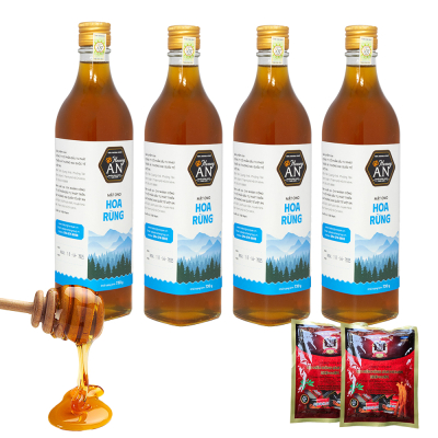 4 Chai Mật Ong Hoa Rừng Honey An 730g/Chai - Tặng 2 gói kẹo sâm 4 Chai Mật Ong Hoa Rừng Honey An 730g/Chai - Tặng 2 gói kẹo sâm