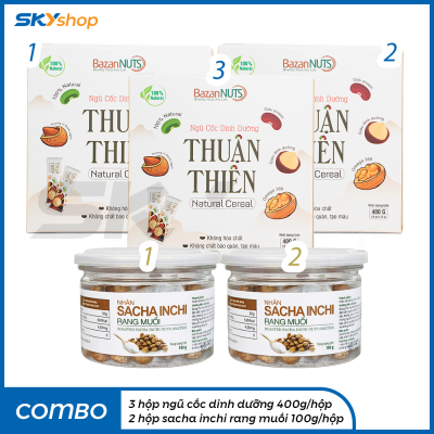 Combo 3 hộp Ngũ cốc dinh dưỡng Thuận Thiên Bazan Nuts (1 hộp 400gr) - Tặng 2 hộp sacha inchi rang muối (1 hộp 100gr)