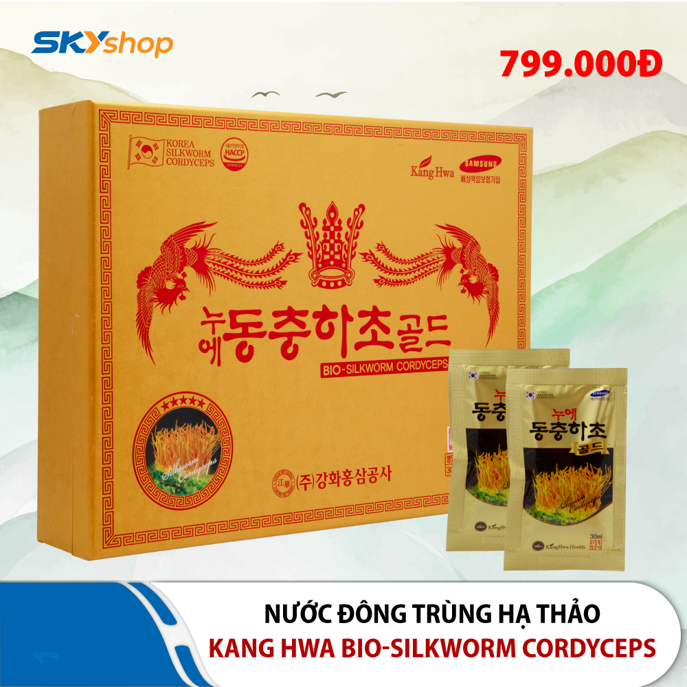 Nước đông trùng hạ thảo Hàn Quốc Kang Hwa Bio-Silkworm Cordyceps cao cấp (hộp 60 gói) Nước đông trùng hạ thảo Hàn Quốc Kang Hwa Bio-Silkworm Cordyceps cao cấp (hộp 60 gói)