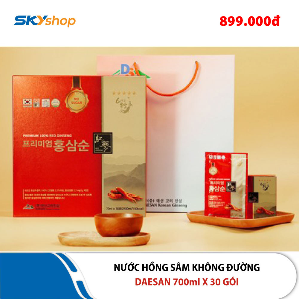1 Hộp nước hồng sâm không đường Daesan 70ml x 30 Gói 1 Hộp nước hồng sâm không đường Daesan 70ml x 30 Gói