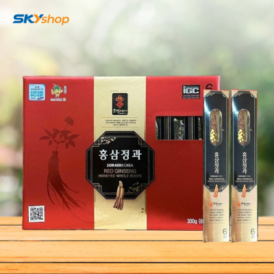 Hồng sâm củ tẩm mật ong Sobaek Hàn Quốc 300g (8 củ/hộp) - Red Ginseng Honeyed Whole Roots Hồng sâm củ tẩm mật ong Sobaek Hàn Quốc 300g (8 củ/hộp) - Red Ginseng Honeyed Whole Roots