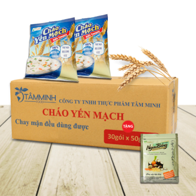 Tâm Minh - 01 thùng Cháo Yến Mạch (30 gói)  - Tặng kèm 01 gói Bột nêm Ngưu báng 200g  Tâm Minh - 01 thùng Cháo Yến Mạch (30 gói)  - Tặng kèm 01 gói Bột nêm Ngưu báng 200g
