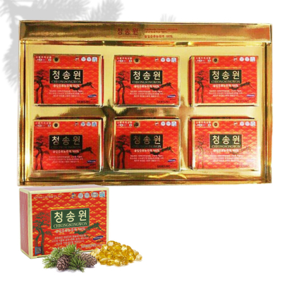 1 hộp tinh dầu thông đỏ Hàn Quốc Cheong Song Won (180 viên/hộp - 6 hộp nhỏ) 1 hộp tinh dầu thông đỏ Hàn Quốc Cheong Song Won (180 viên/hộp - 6 hộp nhỏ)