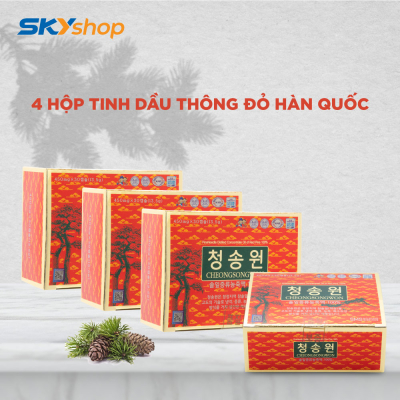 4 hộp tinh dầu thông đỏ Hàn Quốc Cheong Song Won (30 viên/hộp) - Tặng 10 chai nước sâm + 5 gói cháo yến 4 hộp tinh dầu thông đỏ Hàn Quốc Cheong Song Won (30 viên/hộp) - Tặng 10 chai nước sâm + 5 gói cháo yến