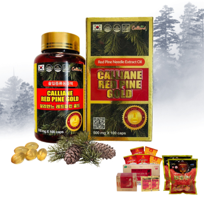 1 Hộp tinh dầu thông đỏ Hàn Quốc Calliane Red Pine Gold 100 viên - Tặng 1 hộp trà sâm Wongin-T Ginseng Tea + 2 gói kẹo sâm + 5  gói cháo yến Thiên Hoàng 1 Hộp tinh dầu thông đỏ Hàn Quốc Calliane Red Pine Gold 100 viên - Tặng 1 hộp trà sâm Wongin-T Ginseng Tea + 2 gói kẹo sâm + 5  gói cháo yến Thiên Hoàng