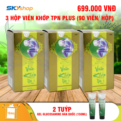 3 hộp viên bổ khớp TPN Plus 90 Viên/hộp - Tặng 2 tuýp kem thoa khớp glucosamine Hàn Quốc 150ml