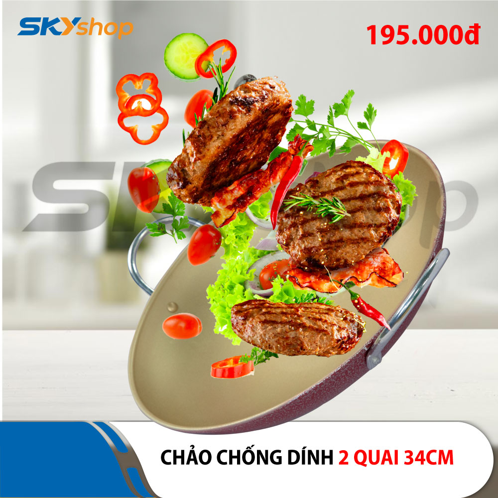 Chảo hai quai chống dính 34cm SWP34A