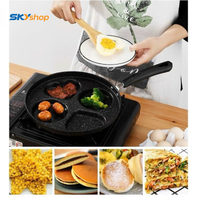 Chảo vân đá chiên trứng hambuger 4 ngăn tiện dụng