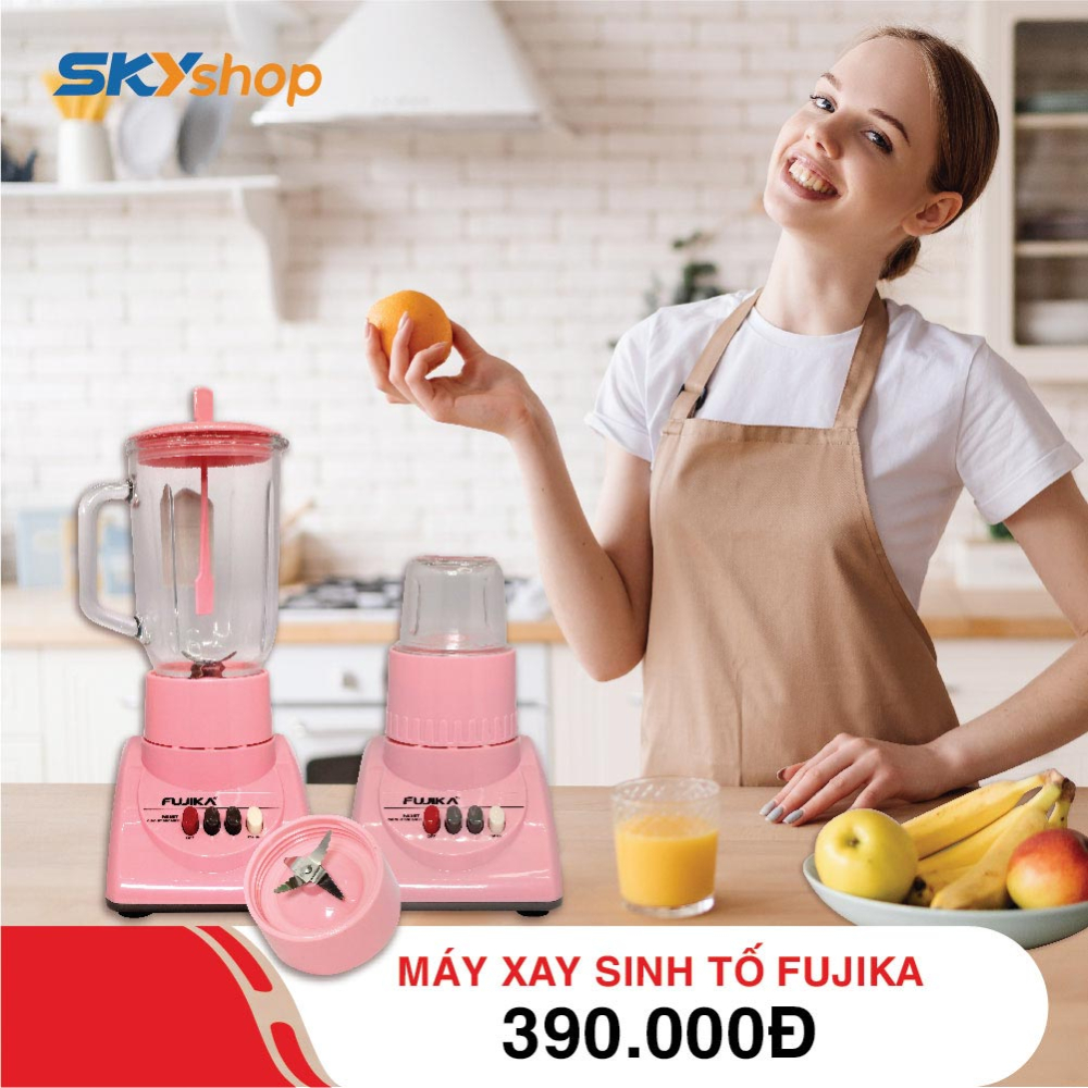 Máy xay sinh tố FUJIKA màu hồng - Hàng chính hãng