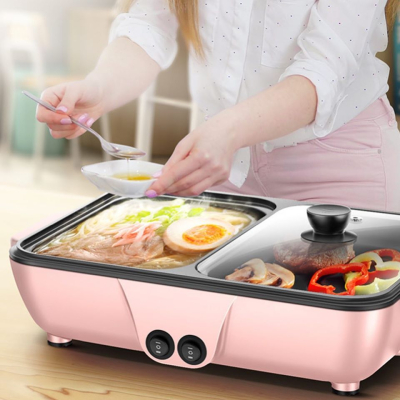 Nồi lẩu nướng điện đa năng mini 2 trong 1 HONGSHUANGXI BC2-5  Nồi lẩu nướng điện đa năng mini 2 trong 1 HONGSHUANGXI BC2-5