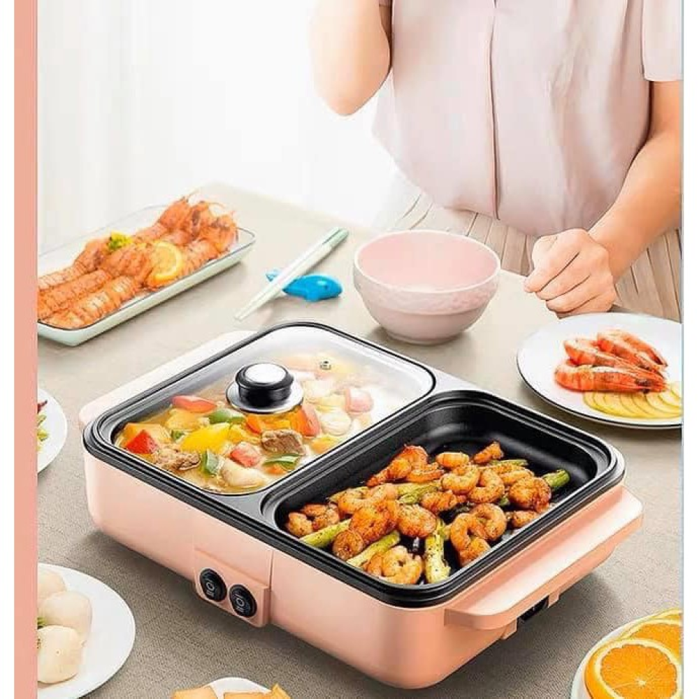 Nồi lẩu nướng điện đa năng mini 2 trong 1 HONGSHUANGXI BC2-5  Nồi lẩu nướng điện đa năng mini 2 trong 1 HONGSHUANGXI BC2-5