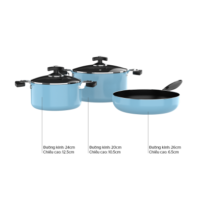 Bộ 2 Nồi 1 Chảo Chống Dính Đáy Từ SUNHOUSE SHG77MB - Tặng nồi inox SUNHOUSE 5 đáy 16cm SHG788-16 Bộ 2 Nồi 1 Chảo Chống Dính Đáy Từ SUNHOUSE SHG77MB - Tặng nồi inox SUNHOUSE 5 đáy 16cm SHG788-16