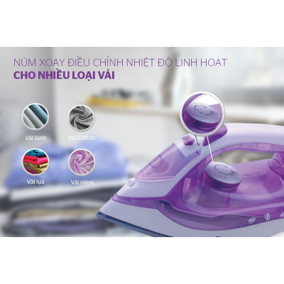 Bàn ủi hơi nước SUNHOUSE SHD2063P - Nhiệt độ linh hoạt cho từng loại vải Bàn ủi hơi nước SUNHOUSE SHD2063P - Nhiệt độ linh hoạt cho từng loại vải