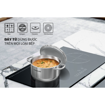 Bộ 2 nồi 1 chảo 1 quánh 1 xửng hấp Inox 5 đáy SUNHOUSE SHG995 - Tặng 4 lon cá hộp Sea Crown và 6 gói cháo yến Thiên Hoàng Bộ 2 nồi 1 chảo 1 quánh 1 xửng hấp Inox 5 đáy SUNHOUSE SHG995 - Tặng 4 lon cá hộp Sea Crown và 6 gói cháo yến Thiên Hoàng