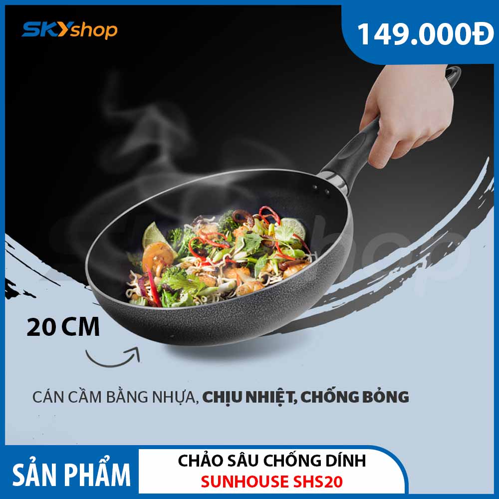 Chảo sâu chống dính dung tích 20cm SUNHOUSE SHS20 - Hàng chính hãng Chảo sâu chống dính dung tích 20cm SUNHOUSE SHS20 - Hàng chính hãng