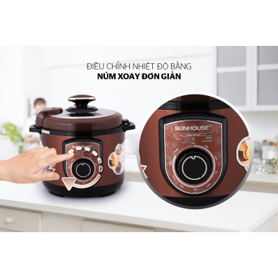 Nồi áp suất điện đa năng SUNHOUSE SHD1550 - Tặng 17 hộp đựng thực phẩm + 5 gói cháo yến Thiên Hoàng