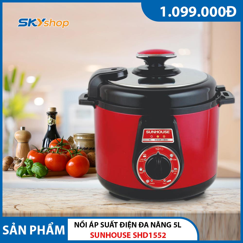 Nồi áp suất điện đa năng SUNHOUSE SHD1552 - Đỏ Nồi áp suất điện đa năng SUNHOUSE SHD1552 - Đỏ