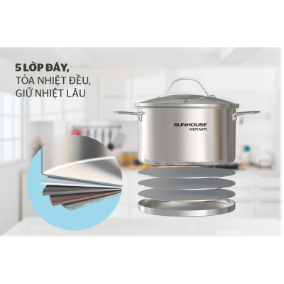 Bộ 3 Nồi Inox 5 Đáy SUNHOUSE MAMA SHG502 Bộ 3 Nồi Inox 5 Đáy SUNHOUSE MAMA SHG502