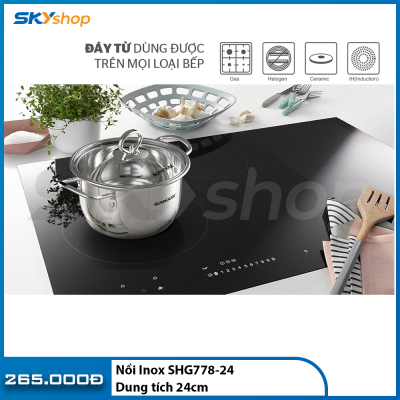 Nồi Inox 5 Đáy 24cm SUNHOUSE SHG788-24 - Hàng chính hãng Nồi Inox 5 Đáy 24cm SUNHOUSE SHG788-24 - Hàng chính hãng