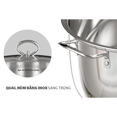 Bộ 3 Nồi Inox 5 Đáy SUNHOUSE SHG788 Bộ 3 Nồi Inox 5 Đáy SUNHOUSE SHG788