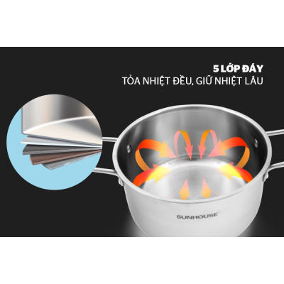 Bộ 3 Nồi Inox 5 Đáy SUNHOUSE MAMA SH784 Bộ 3 Nồi Inox 5 Đáy SUNHOUSE MAMA SH784