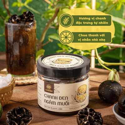Chanh đen ngâm muối VNHERBS 400g/hộp Chanh đen ngâm muối VNHERBS 400g/hộp