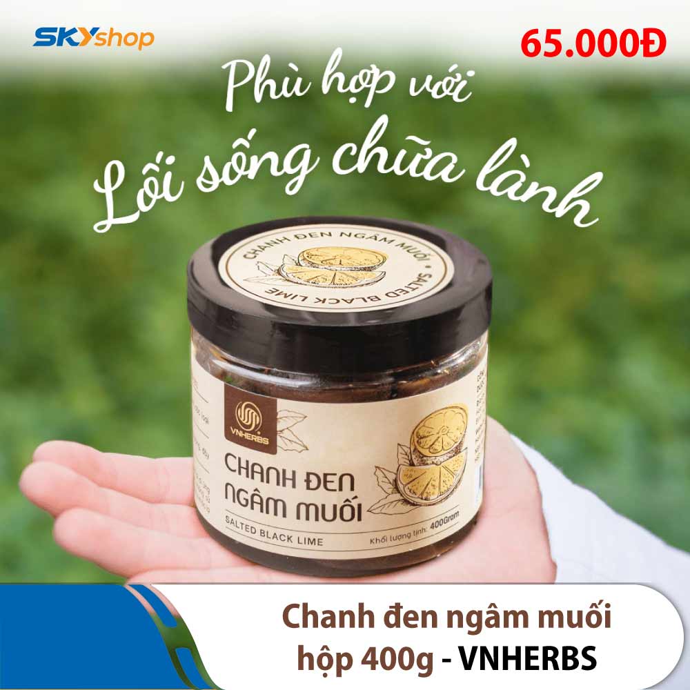 Chanh đen ngâm muối VNHERBS 400g/hộp Chanh đen ngâm muối VNHERBS 400g/hộp