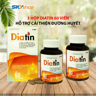 Bộ 3 hộp thực phẩm bảo vệ sức khỏe DIATIN (60 viên/hộp) - Viên uống hỗ trợ điều trị tiểu đường - Tặng 1 hộp Diatin cùng loại Bộ 3 hộp thực phẩm bảo vệ sức khỏe DIATIN (60 viên/hộp) - Viên uống hỗ trợ điều trị tiểu đường - Tặng 1 hộp Diatin cùng loại