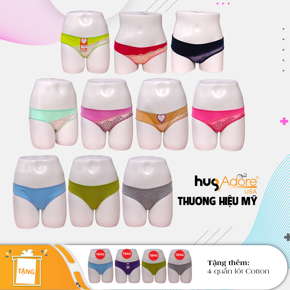 Combo 7 quần lót phối ren và 3 quần lót cotton - Tặng thêm 4 quần lót cotton - Thương hiệu HugAdore đến từ Mỹ Combo 7 quần lót phối ren và 3 quần lót cotton - Tặng thêm 4 quần lót cotton - Thương hiệu HugAdore đến từ Mỹ