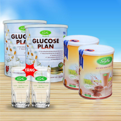2 Lon sữa Glucose Plan High Calcium Soyna 900g/hộp + 2 lon sữa mầm gạo lứt Soyna 400g - Tặng 2 ly pha sữa soyna 2 Lon sữa Glucose Plan High Calcium Soyna 900g/hộp + 2 lon sữa mầm gạo lứt Soyna 400g - Tặng 2 ly pha sữa soyna