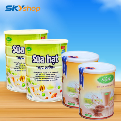 2 Lon sữa hạt thực dưỡng Soyna 800g/hộp + 2 lon sữa mầm gạo lứt Soyna 400g - Tặng 2 ly pha sữa soyna 2 Lon sữa hạt thực dưỡng Soyna 800g/hộp + 2 lon sữa mầm gạo lứt Soyna 400g - Tặng 2 ly pha sữa soyna