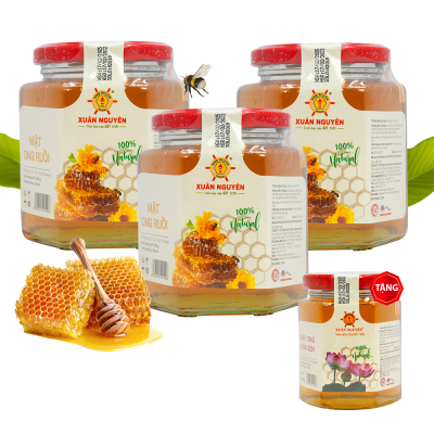 3 lọ mật ong ruồi nguyên chất 504g Xuân Nguyên  - Tặng 1 lọ mật ong hoa sen 225g 3 lọ mật ong ruồi nguyên chất 504g Xuân Nguyên  - Tặng 1 lọ mật ong hoa sen 225g
