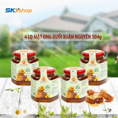 4 lọ mật ong ruồi nguyên chất 504g Xuân Nguyên  - Tặng 2 lọ mật ong hoa sen 225g + 1 chai mật ong hoa nhãn 180ml 4 lọ mật ong ruồi nguyên chất 504g Xuân Nguyên  - Tặng 2 lọ mật ong hoa sen 225g + 1 chai mật ong hoa nhãn 180ml
