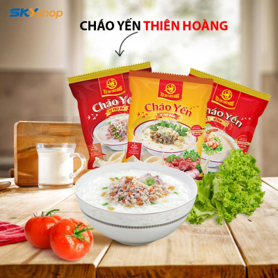 30 gói cháo yến Thiên Hoàng (hương vị ngẫu nhiên) - Tặng 6 Lon Nước Yến Thiên Hoàng 30 gói cháo yến Thiên Hoàng (hương vị ngẫu nhiên) - Tặng 6 Lon Nước Yến Thiên Hoàng
