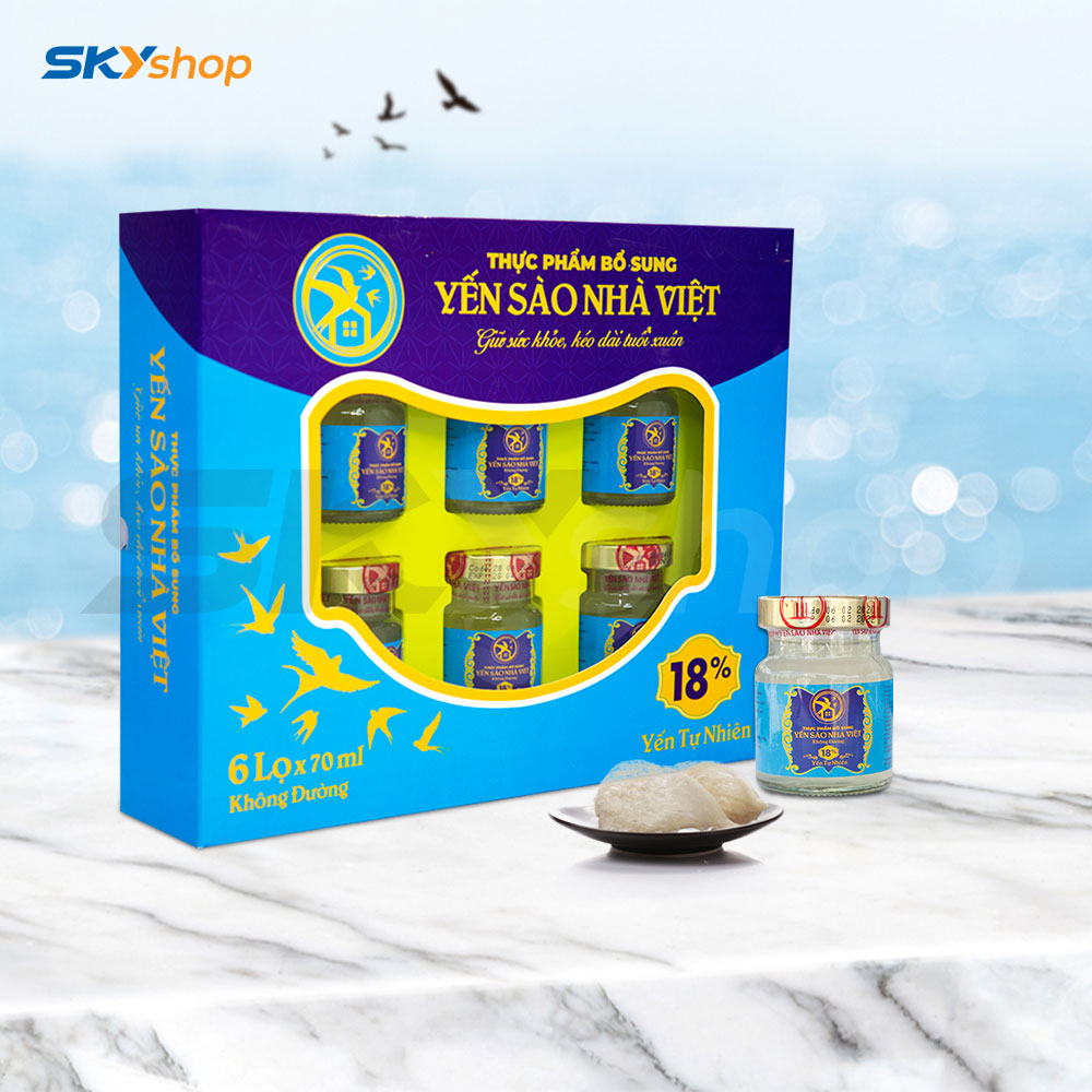 1 Hộp yến sào Nhà Việt 18% không đường hương tự nhiên (6 lọ/hộp) 1 Hộp yến sào Nhà Việt 18% không đường hương tự nhiên (6 lọ/hộp)