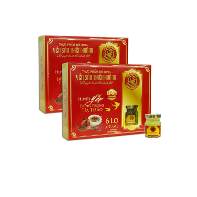 5 hộp yến sào Thiên Hoàng 15% huyết yến đông trùng hạ thảo (6 lọ/hộp) - Tặng 6 gói cháo yến Thiên Hoàng + 6 lon yến vị ngẫu nhiên 5 hộp yến sào Thiên Hoàng 15% huyết yến đông trùng hạ thảo (6 lọ/hộp) - Tặng 6 gói cháo yến Thiên Hoàng + 6 lon yến vị ngẫu nhiên