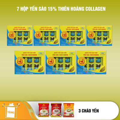 7 hộp yến sào Thiên Hoàng 15% Collagen (6 lọ/hộp) - Tặng 3 gói cháo yến Thiên Hoàng hoặc 3 lon yến Thiên Hoàng vị ngẫu nhiên 7 hộp yến sào Thiên Hoàng 15% Collagen (6 lọ/hộp) - Tặng 3 gói cháo yến Thiên Hoàng hoặc 3 lon yến Thiên Hoàng vị ngẫu nhiên
