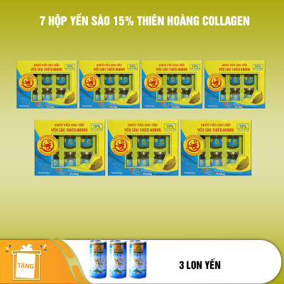 7 hộp yến sào Thiên Hoàng 15% Collagen (6 lọ/hộp) - Tặng 3 gói cháo yến Thiên Hoàng hoặc 3 lon yến Thiên Hoàng vị ngẫu nhiên 7 hộp yến sào Thiên Hoàng 15% Collagen (6 lọ/hộp) - Tặng 3 gói cháo yến Thiên Hoàng hoặc 3 lon yến Thiên Hoàng vị ngẫu nhiên