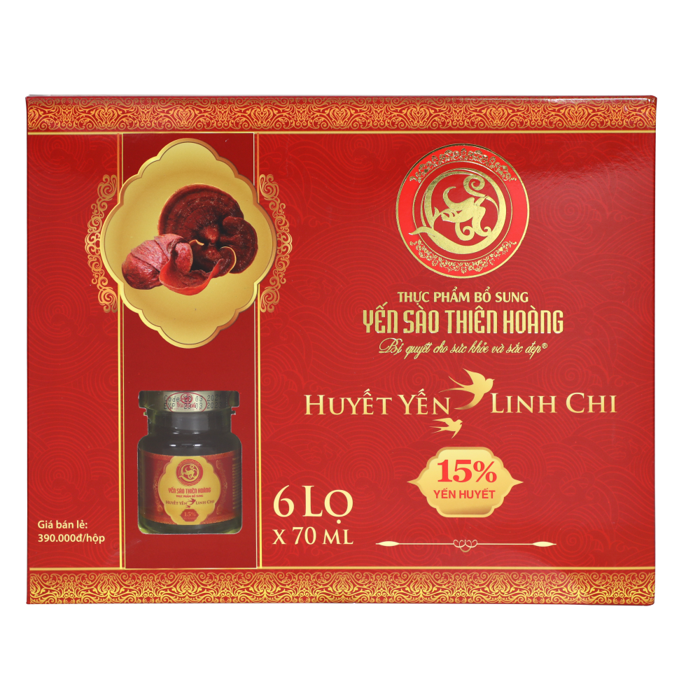 10 hộp yến sào Thiên Hoàng 15% huyết yến linh chi (6 lọ/hộp) - Tặng 1 chảo lớn (bất kỳ) 10 hộp yến sào Thiên Hoàng 15% huyết yến linh chi (6 lọ/hộp) - Tặng 1 chảo lớn (bất kỳ)